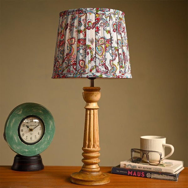 Table Lamp - Reina Wooden Table Lamp - White & Red