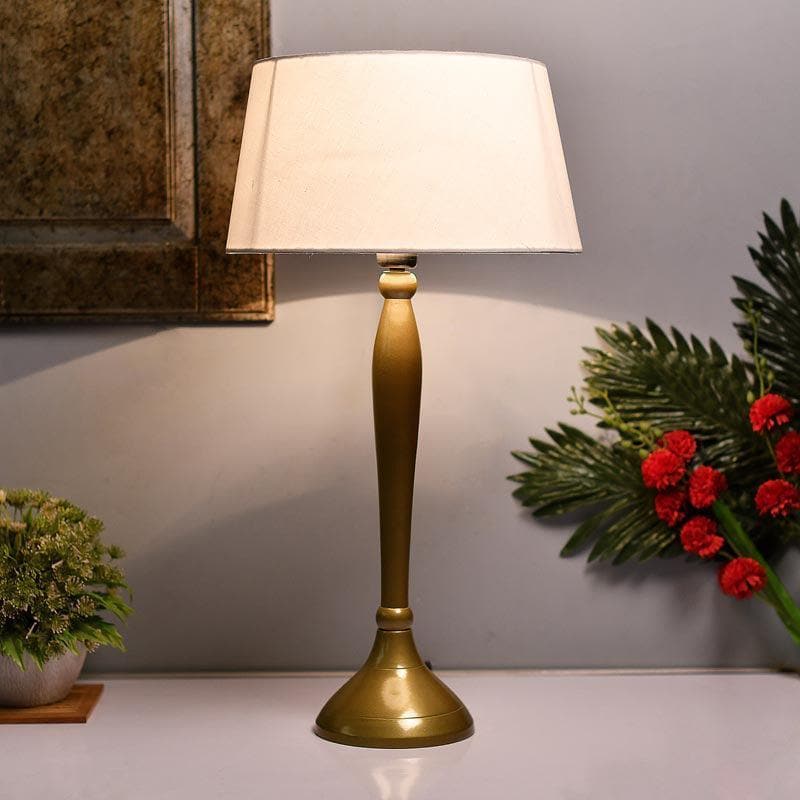 Buy Royal Ovoid Gold Table Lamp - White Table Lamp from Vaaree