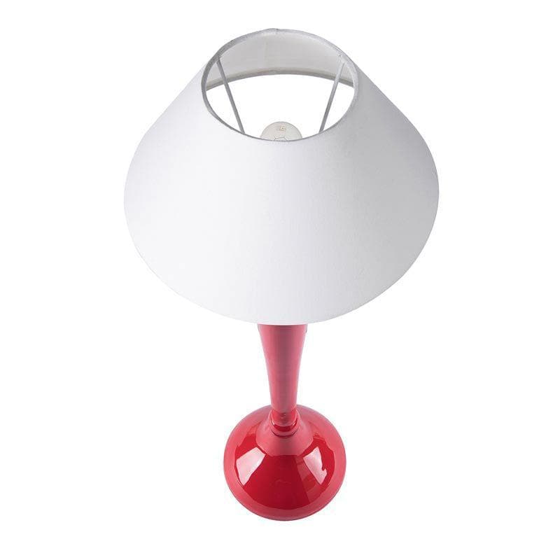 Table Lamp - Royal Ovoid Red Table Lamp With Conical Shade - White