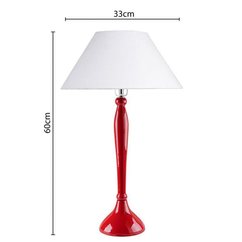 Table Lamp - Royal Ovoid Red Table Lamp With Conical Shade - White