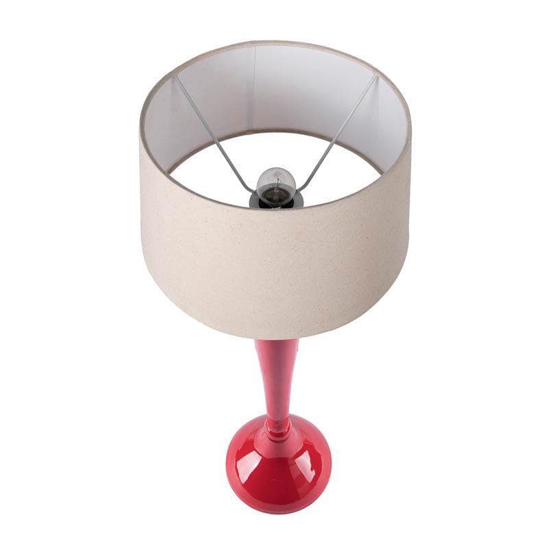 Table Lamp - Royal Ovoid Red Table Lamp With Drum Shade - Khadi