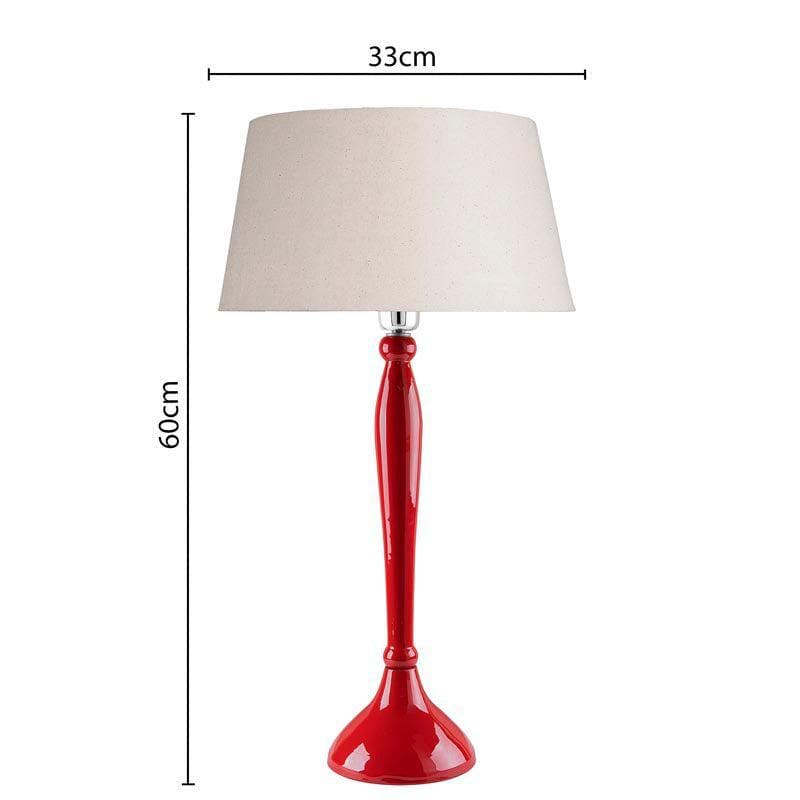 Table Lamp - Royal Ovoid Red Table Lamp With Drum Shade - Khadi