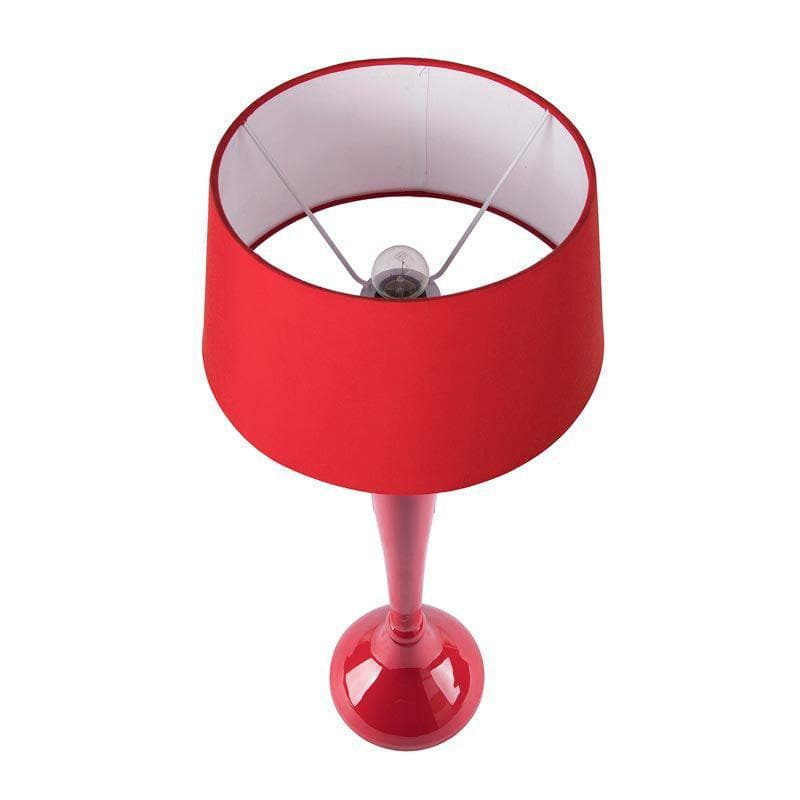 Table Lamp - Royal Ovoid Red Table Lamp With Drum Shade - Rouge