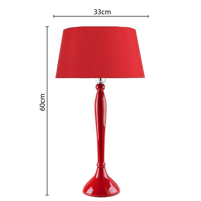 Table Lamp - Royal Ovoid Red Table Lamp With Drum Shade - Rouge