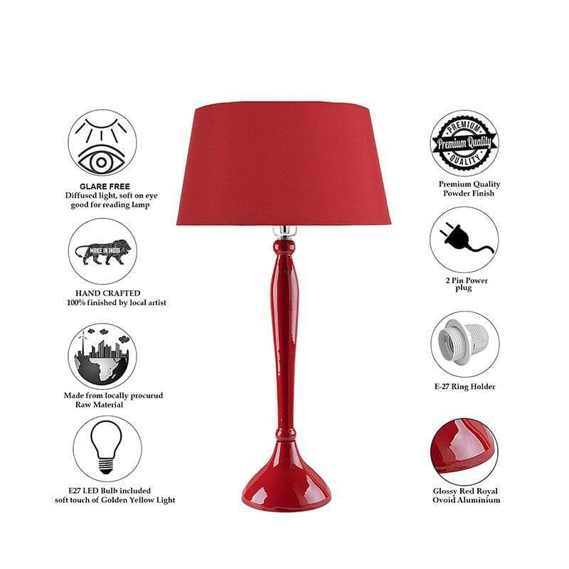 Table Lamp - Royal Ovoid Red Table Lamp With Drum Shade - Rouge