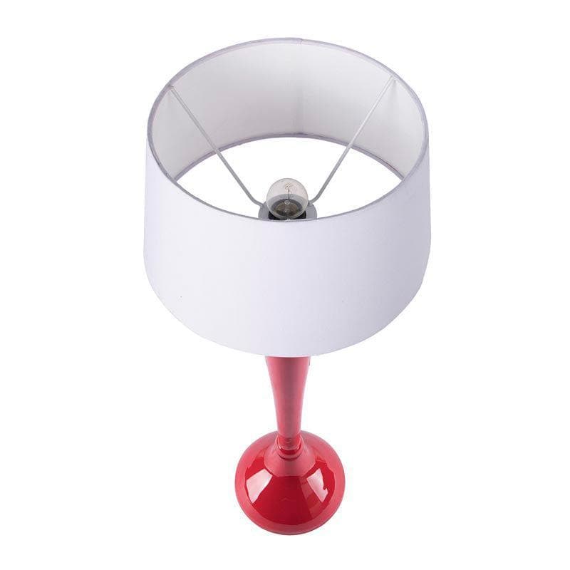 Table Lamp - Royal Ovoid Red Table Lamp With Drum Shade - White