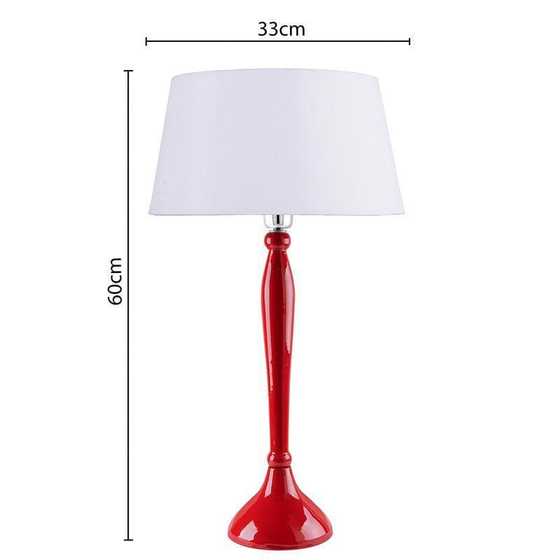 Table Lamp - Royal Ovoid Red Table Lamp With Drum Shade - White