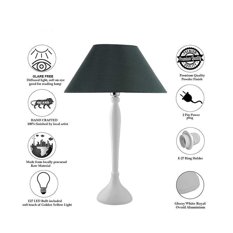 Buy Royal Ovoid White Table Lamp - Green Table Lamp from Vaaree