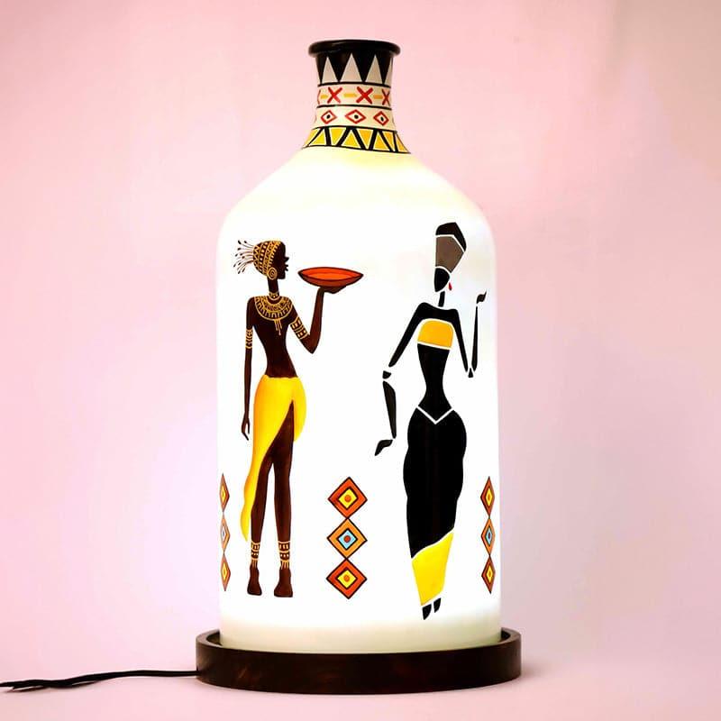 Table Lamp - Tribal Art Glass Shade Table Lamp