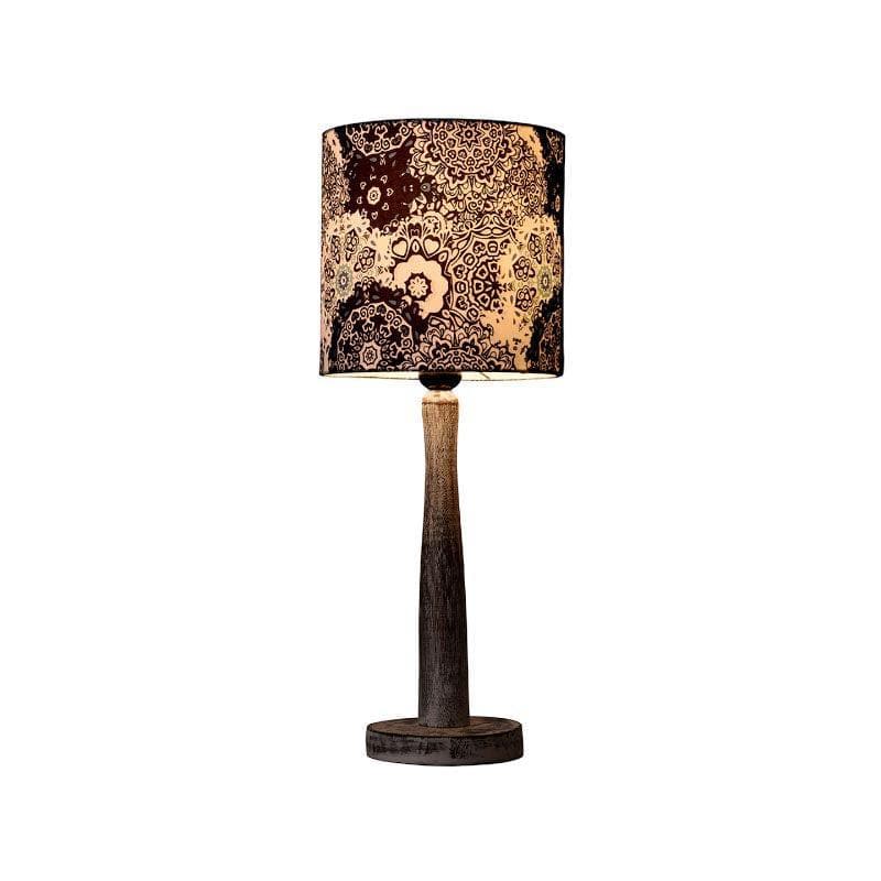 Table Lamp - Vivid Blue With Wooden Pillar Table Lamp