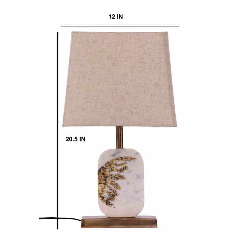 Table Lamp - Winged Marble & Brass Base Table Lamp - Beige