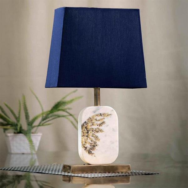 Table Lamp - Winged Marble & Brass Base Table Lamp - Blue