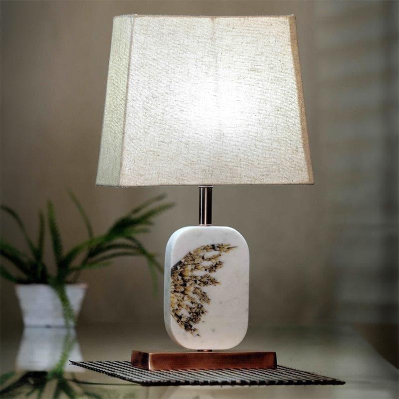 Table Lamp - Winged Marble & Copper Base Table Lamp - Beige