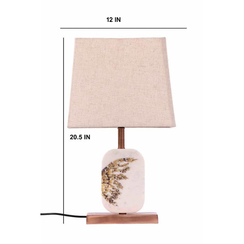 Table Lamp - Winged Marble & Copper Base Table Lamp - Beige