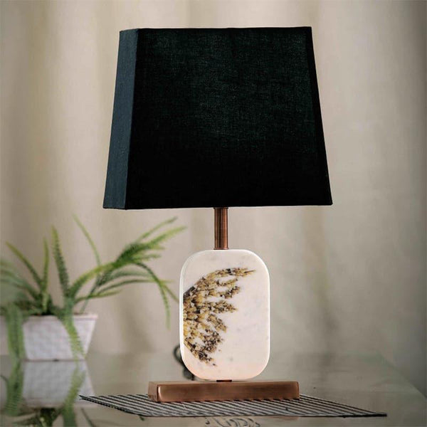 Table Lamp - Winged Marble & Copper Base Table Lamp - Black
