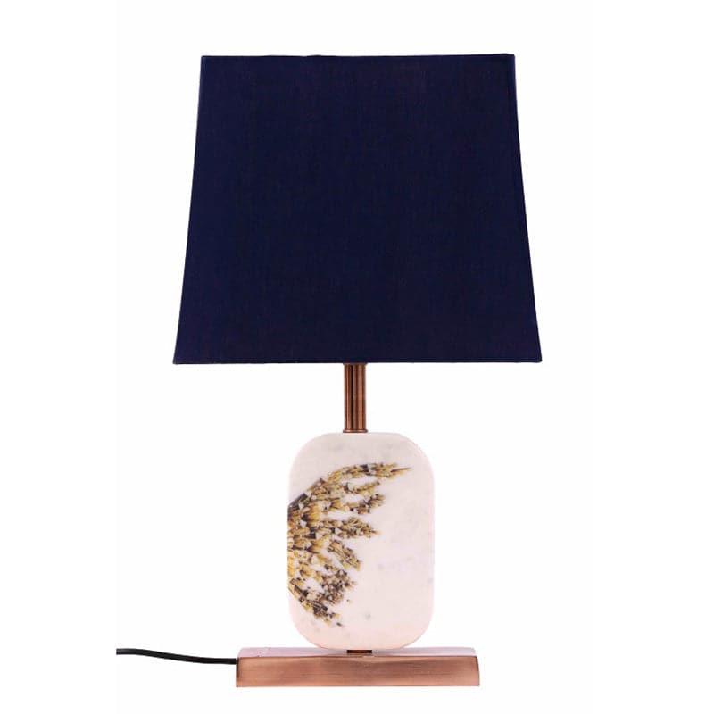 Table Lamp - Winged Marble & Copper Base Table Lamp - Blue