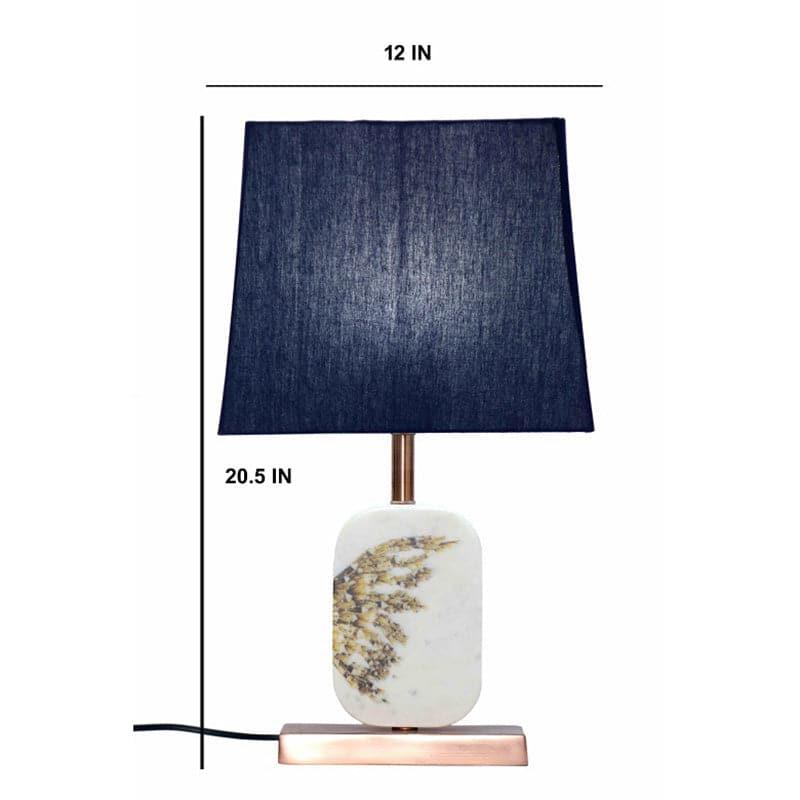 Table Lamp - Winged Marble & Copper Base Table Lamp - Blue
