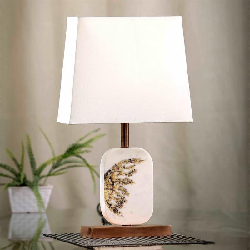 Table Lamp - Winged Marble & Copper Base Table Lamp - White
