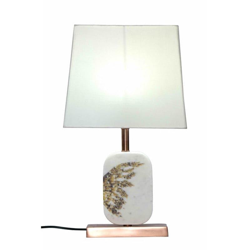 Table Lamp - Winged Marble & Copper Base Table Lamp - White