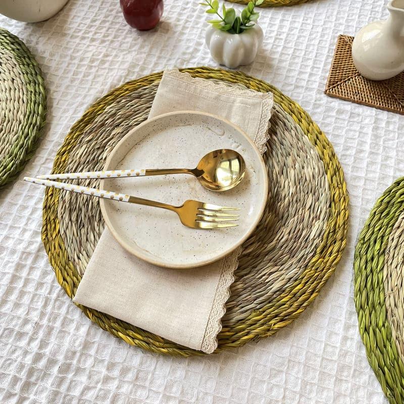 Table Mat - Karna Natural Fiber Placemat (Mustard) - Set Of Two