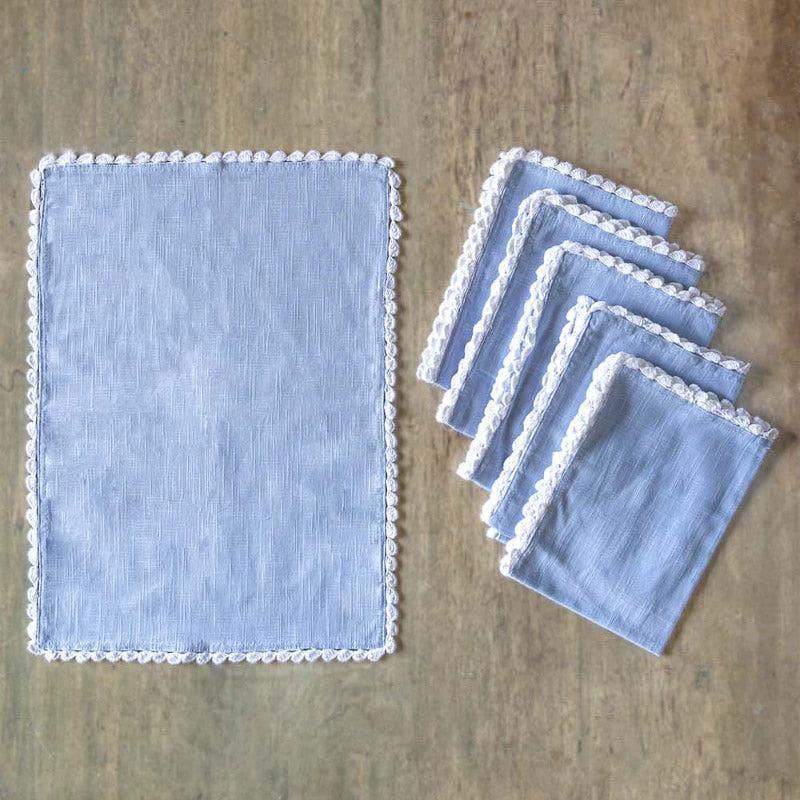 Table Mat - Silver Mist Hand Crochet Placemat - Set of Six