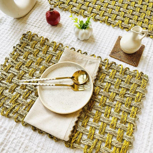 Table Mat - Vira Natural Fiber Table Placemat (Beige) - Set Of Two