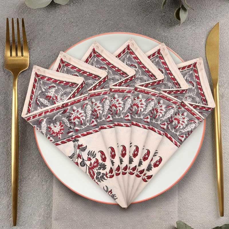 Buy Miraz Table Napkin - Red - Set Of Six Table Napkins from Vaaree