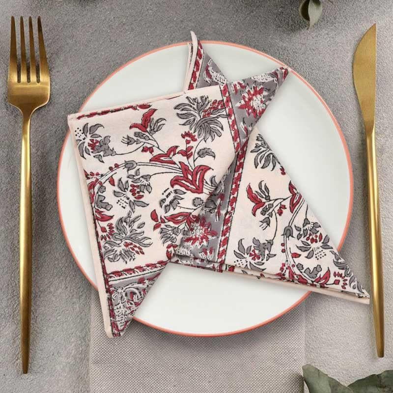 Buy Miraz Table Napkin - Red - Set Of Six Table Napkins from Vaaree