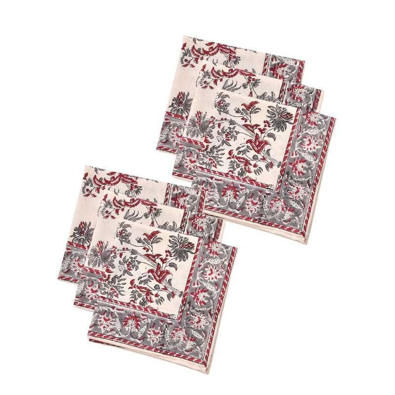 Buy Miraz Table Napkin - Red - Set Of Six Table Napkins from Vaaree