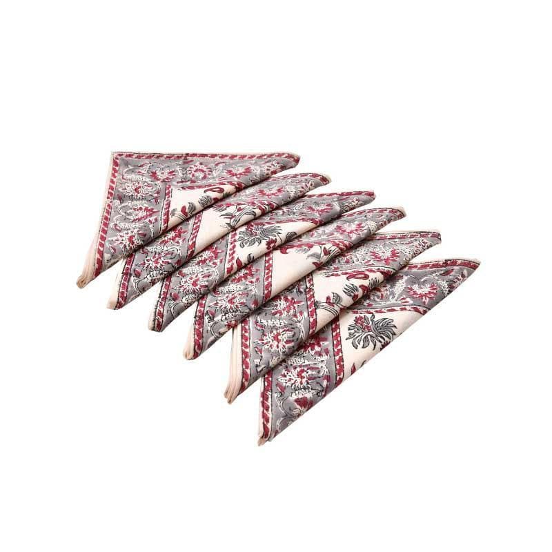 Buy Miraz Table Napkin - Red - Set Of Six Table Napkins from Vaaree