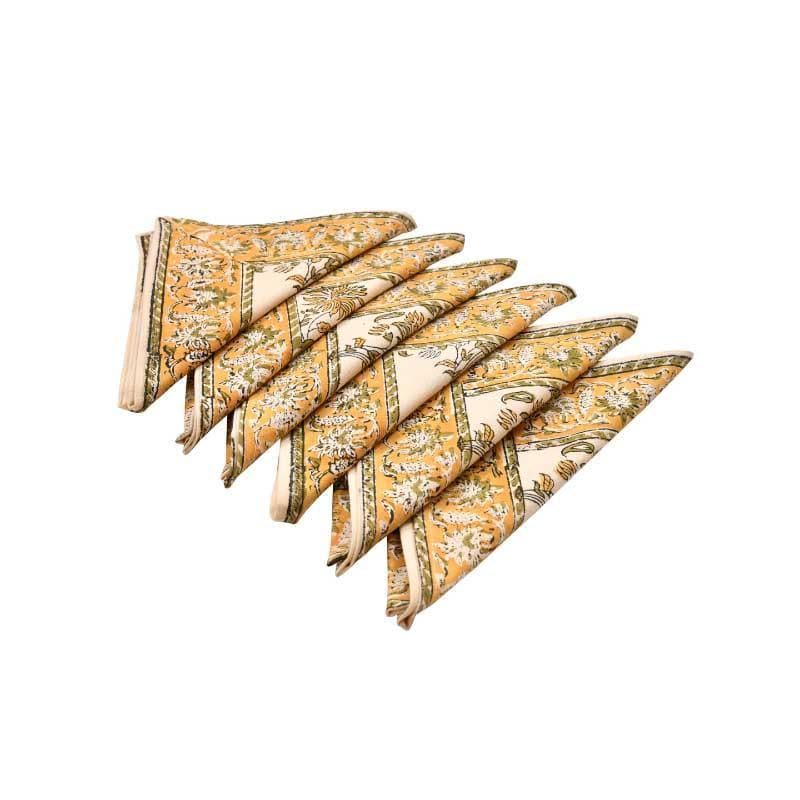 Buy Miraz Table Napkin - Yellow - Set Of Six Table Napkins from Vaaree