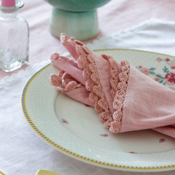 Table Napkin - Petal Blush Hand Crochet Napkin - Set of Six