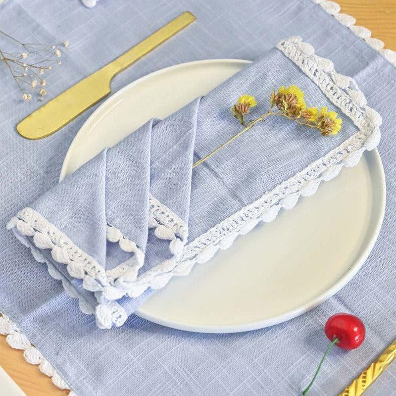 Table Napkin - Silver Mist Hand Crochet Napkin - Set of Six