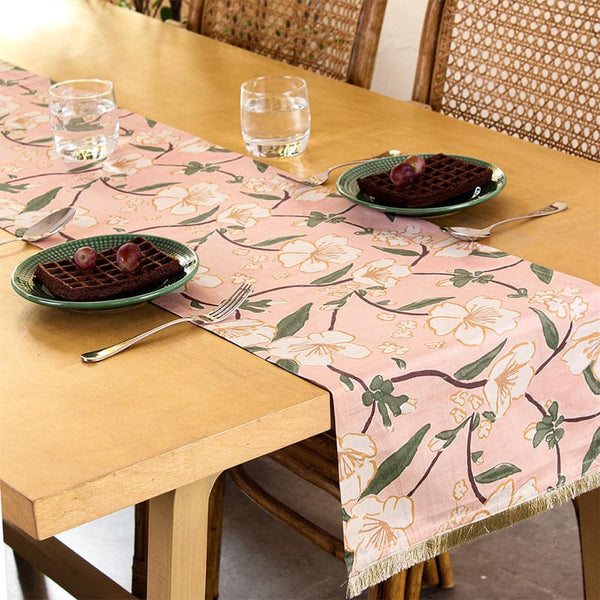 Buy Badamwari Gardenia Table Runner - Peach Table Runner from Vaaree