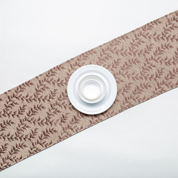 Table Runner - Elle Leafsy Jacquard Table Runner - Brown