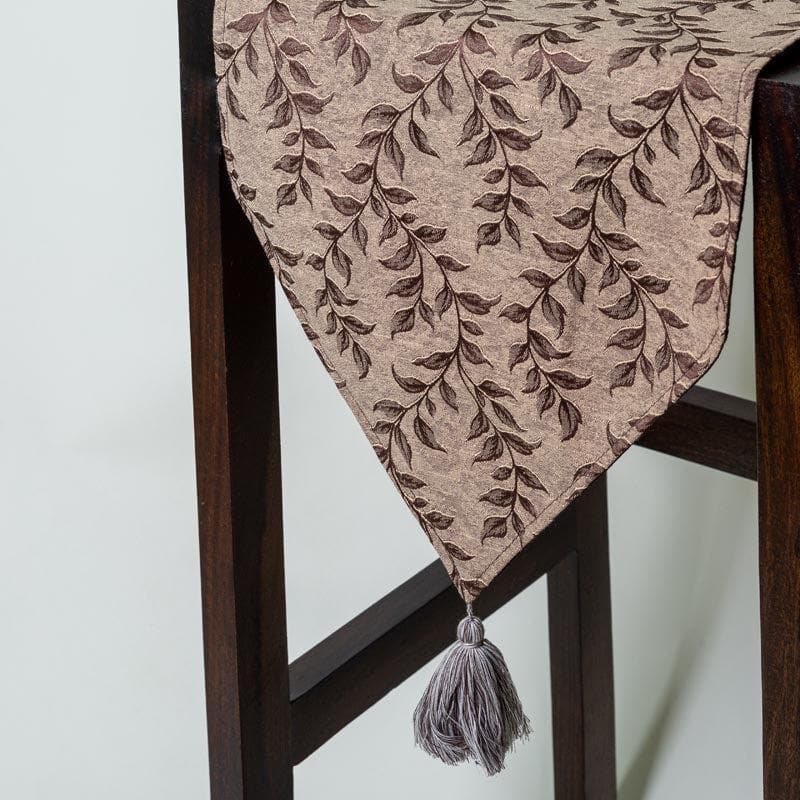 Table Runner - Elle Leafsy Jacquard Table Runner - Brown