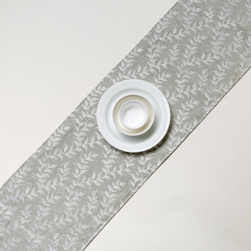 Table Runner - Elle Leafsy Jacquard Table Runner - Grey