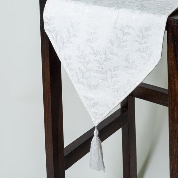 Table Runner - Elle Leafsy Jacquard Table Runner - White