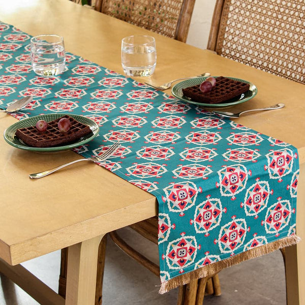 Table Runner - Faye Ethnic Table Runner - Blue