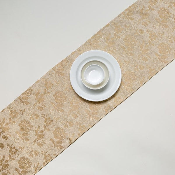 Buy Italian Rose Jacquard Table Runner- Beige Table Runner from Vaaree