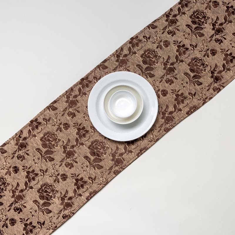 Buy Italian Rose Jacquard Table Runner- Brown Table Runner from Vaaree