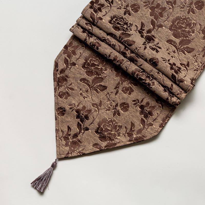 Buy Italian Rose Jacquard Table Runner- Brown Table Runner from Vaaree