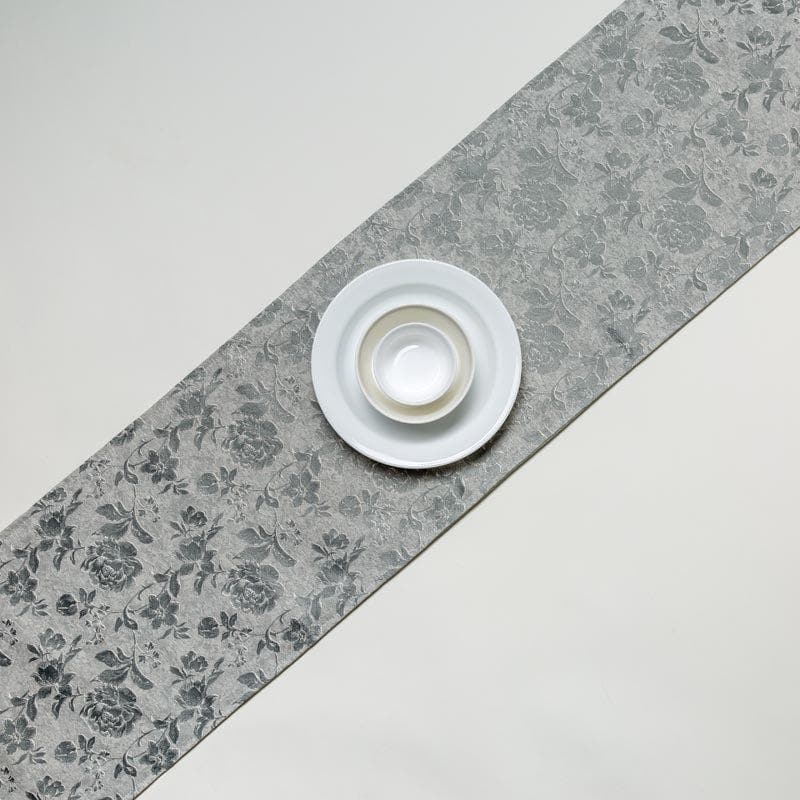 Table Runner - Italian Rose Jacquard Table Runner- Grey