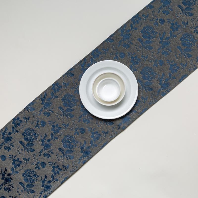 Buy Italian Rose Jacquard Table Runner- Navy Table Runner from Vaaree