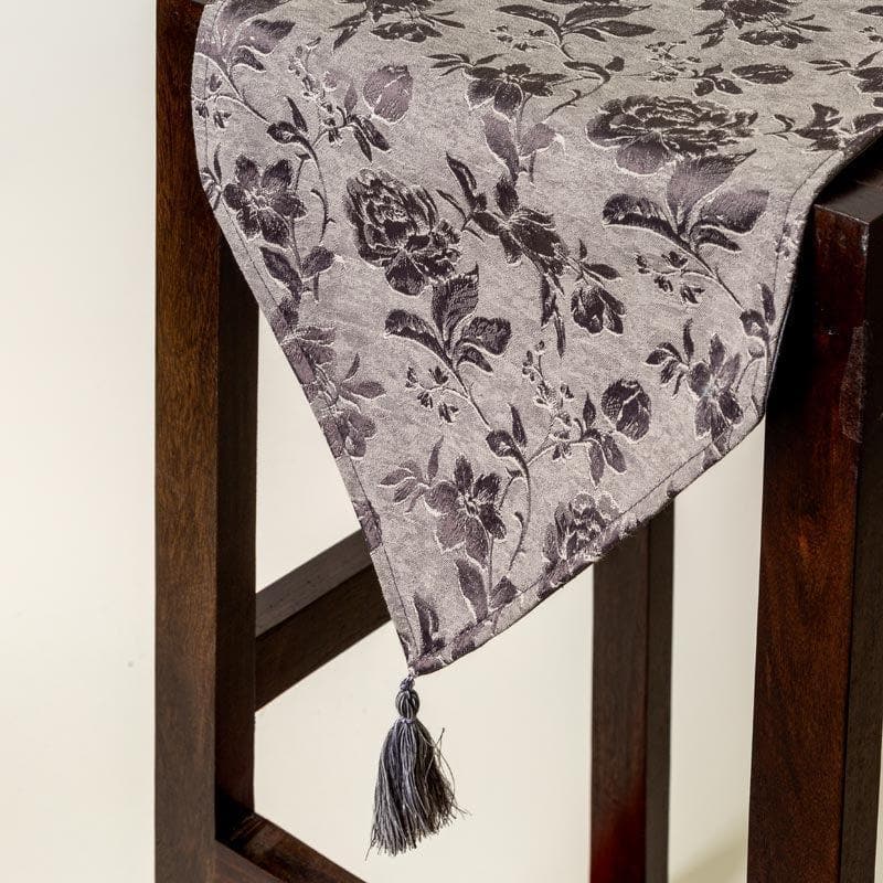 Buy Italian Rose Jacquard Table Runner- Slate Table Runner from Vaaree