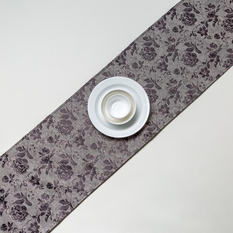 Buy Italian Rose Jacquard Table Runner- Slate Table Runner from Vaaree