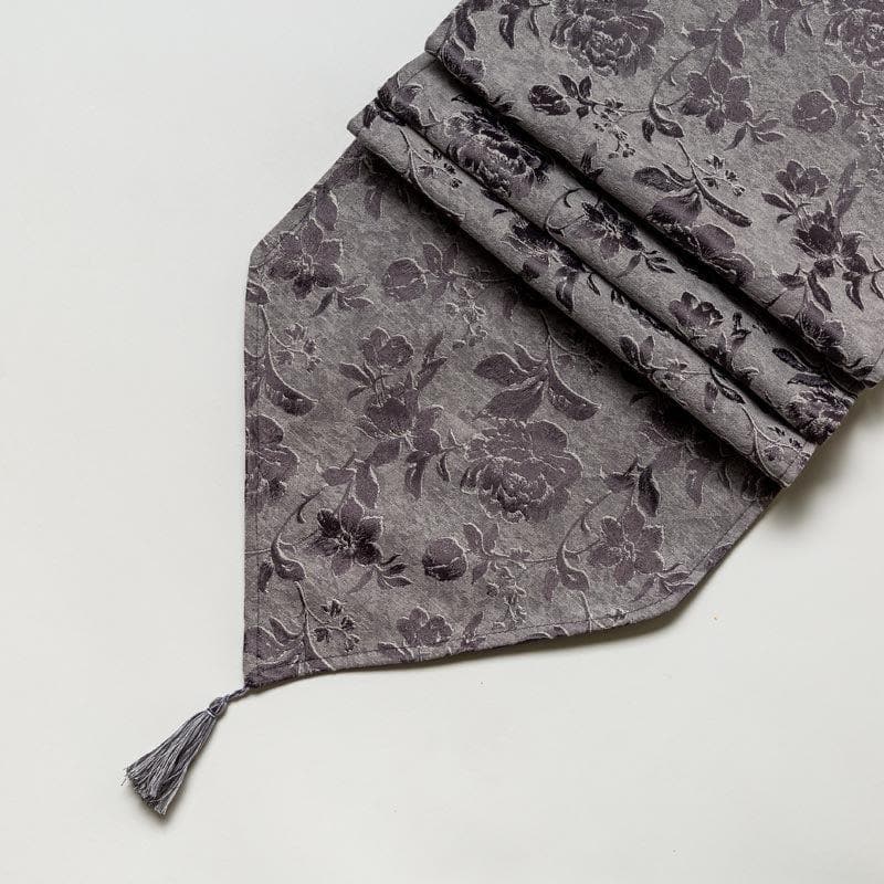 Buy Italian Rose Jacquard Table Runner- Slate Table Runner from Vaaree