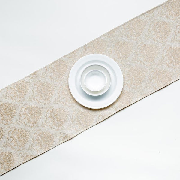 Table Runner - Pierre Paisley Jacquard Table Runner- Beige