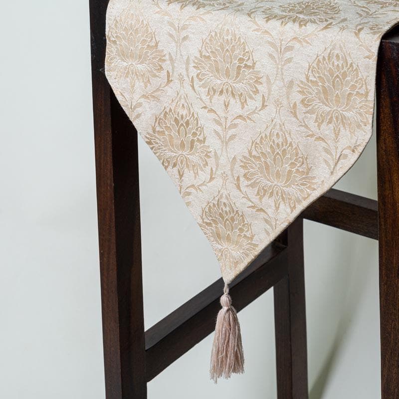 Buy Pierre Paisley Jacquard Table Runner- Beige Table Runner from Vaaree