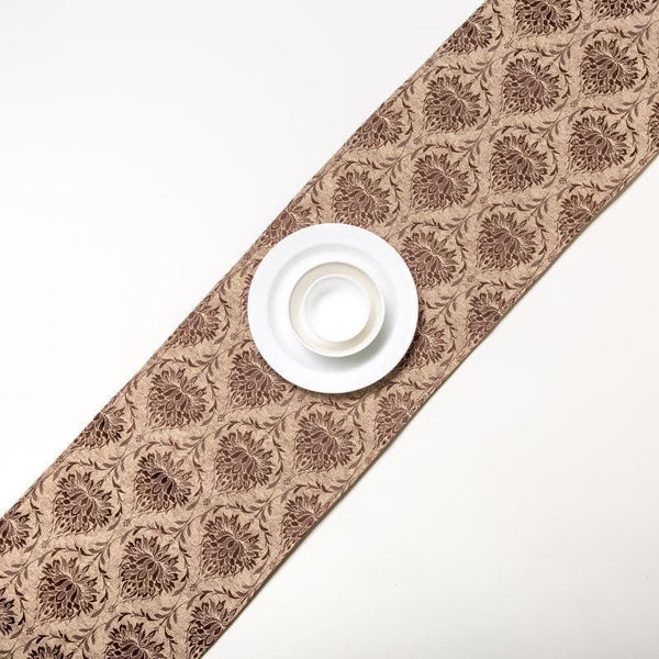 Table Runner - Pierre Paisley Jacquard Table Runner- Brown